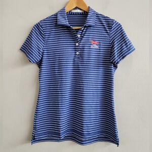 Peter Millar 123rd US OPEN LACC Blue Striped Golf Polo Shirt Women’s Size Small